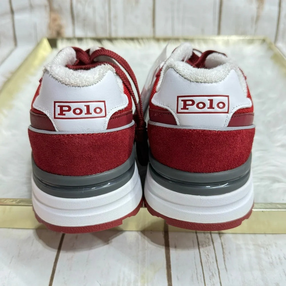 Rare Polo Ralph Lauren Trackster 100 P-Wing Red Sneakers New - Picture 5 of 11